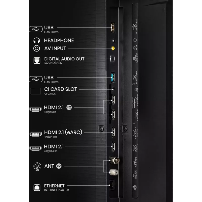 Hisense 85UXNQ televisor QLED 4K Ultra HD de 215 cm (85 pulgadas), 120 Hz, AMD FreeSync, triple sintonizador, negro