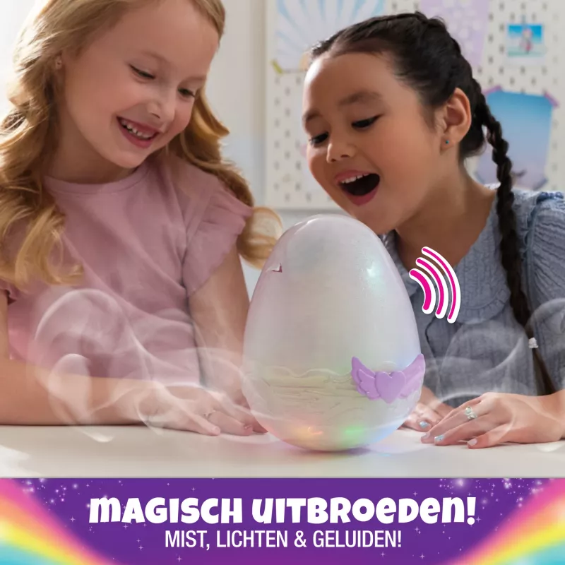 Hatchimals Alive Mystery Hatch Pufficorn Spinmaster pila AA rosa blanco