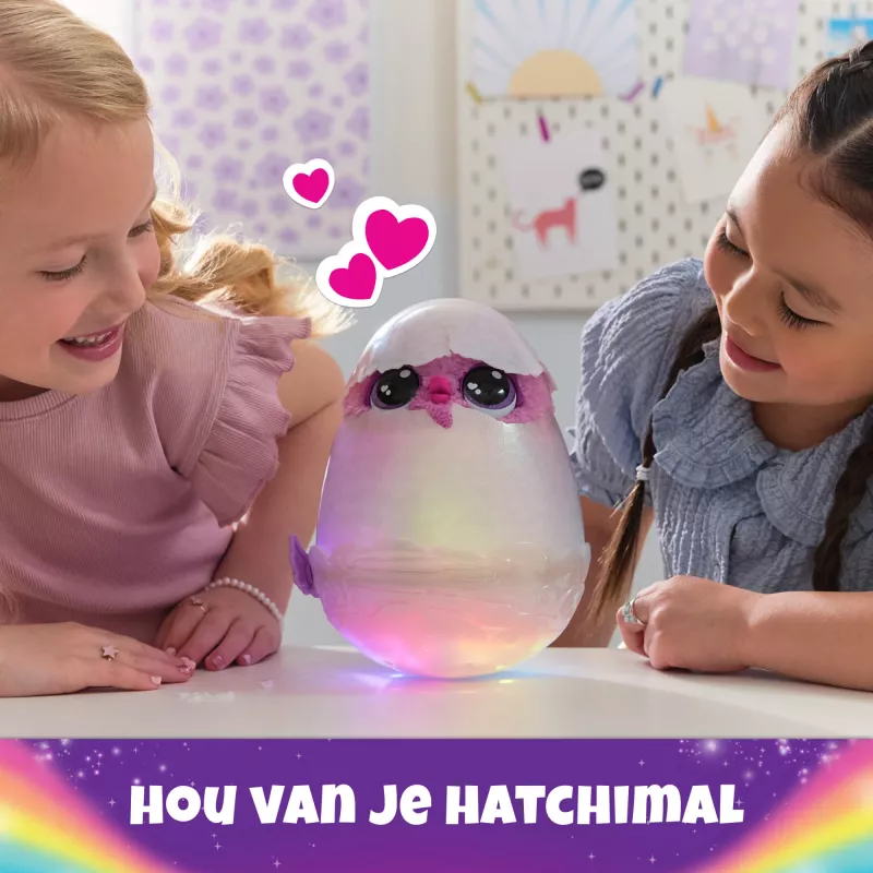 Hatchimals Alive Mystery Hatch Pufficorn Spinmaster pila AA rosa blanco
