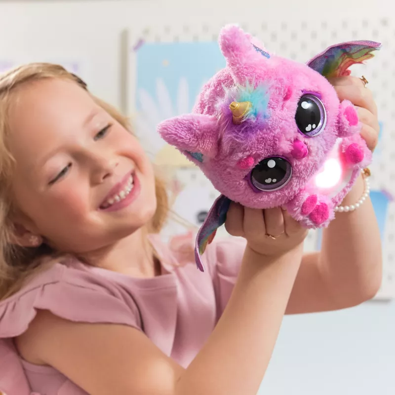 Hatchimals Alive Mystery Hatch Pufficorn Spinmaster pila AA rosa blanco