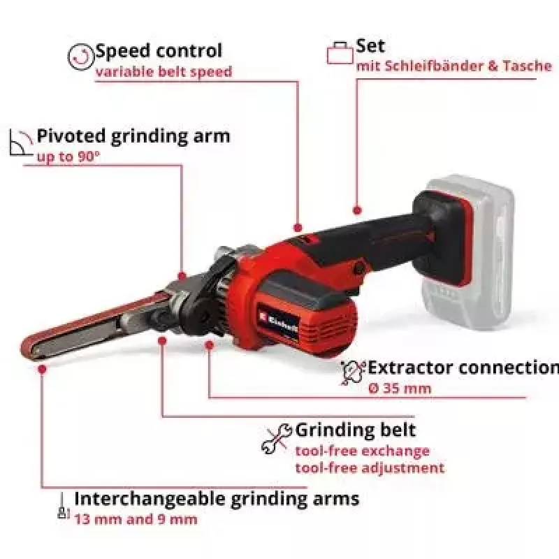 Einhell TE-BF 18 Li Solo lima de banda inalámbrica, 18 V (sin batería)