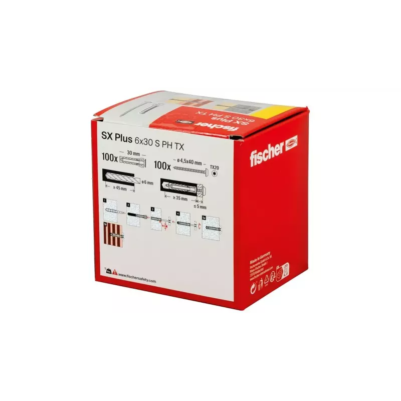 Set de tornillos y tacos Fischer 567935 100 uds. Nylon 6 mm agujero