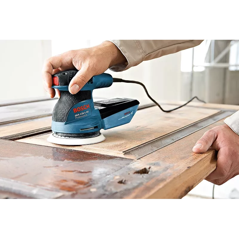 Bosch GEX 125-1 AE Professional lijadora excéntrica, 250 W, 125 mm, 12000 rpm, órbita de 2,5 mm, con maletín, azul/negro