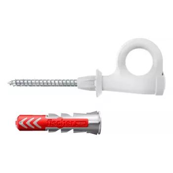 Set de ganchos roscados y tacos Fischer 564173 25 unidades plástico 8 mm