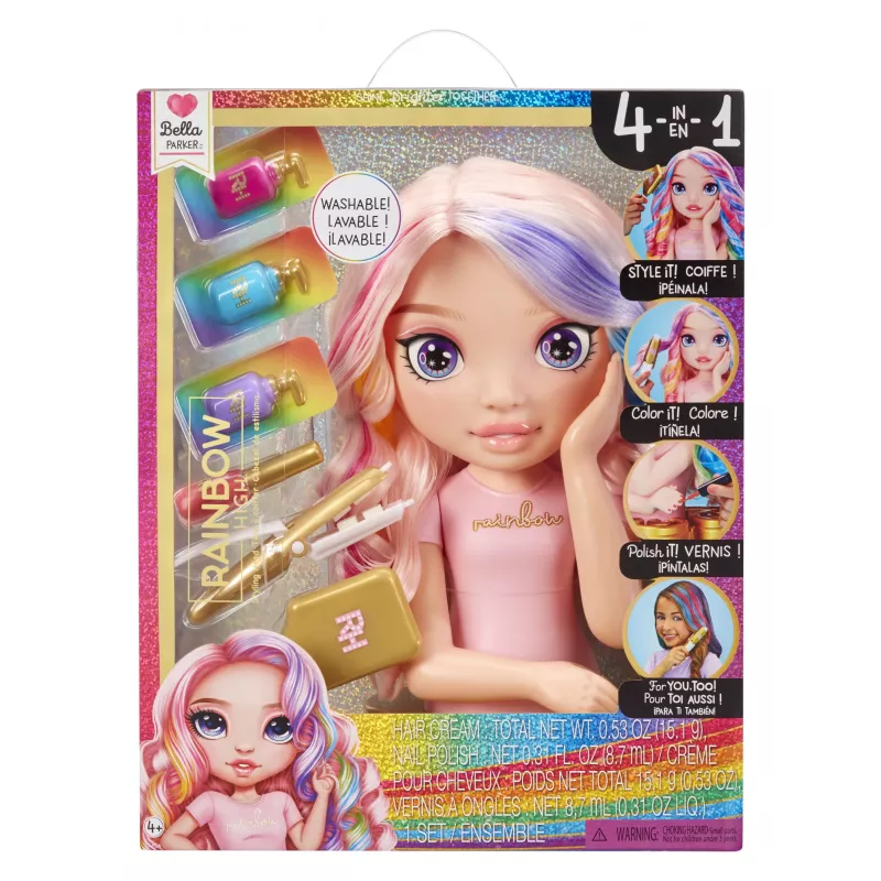 Rainbow High Set de juego cabeza de estilismo, cabeza de muñeca de maquillaje/peinado, femenino, 4 año(s), niño/niña, multicolor
