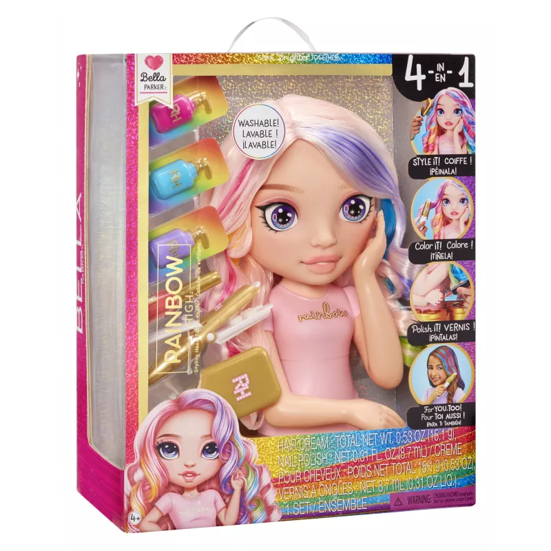 Rainbow High Set de juego cabeza de estilismo, cabeza de muñeca de maquillaje/peinado, femenino, 4 año(s), niño/niña, multicolor