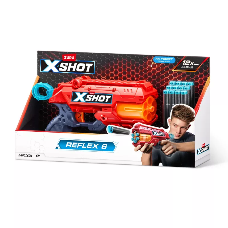 ZURU XSHOT Excel Reflex 6 lanzadardos con dardos