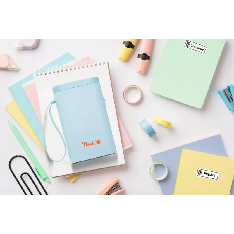 Peach PE110 impresora de etiquetas, impresión térmica directa, Bluetooth, batería integrada, azul