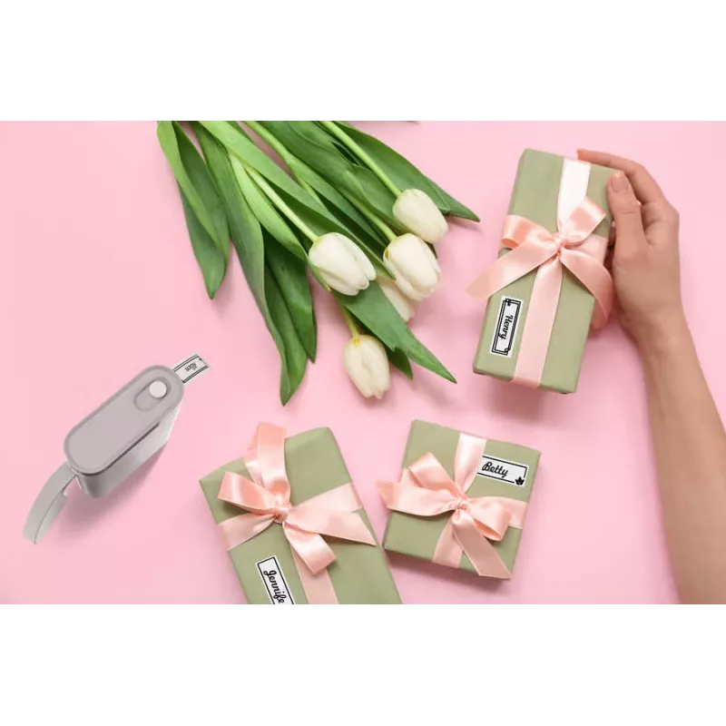 Peach PE110 impresora de etiquetas, impresión térmica directa, Bluetooth, batería integrada, blanca