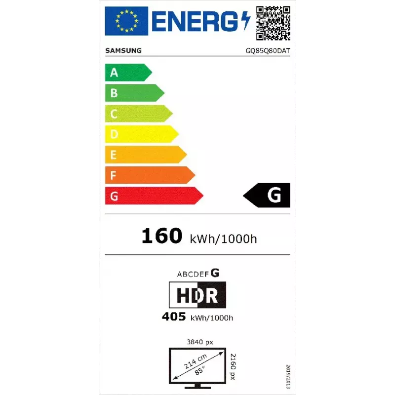 Samsung Q80D GQ85Q80DATXZG televisor QLED 2,16 m (85 pulgadas), 4K Ultra HD, Smart TV, Wi-Fi, plateado