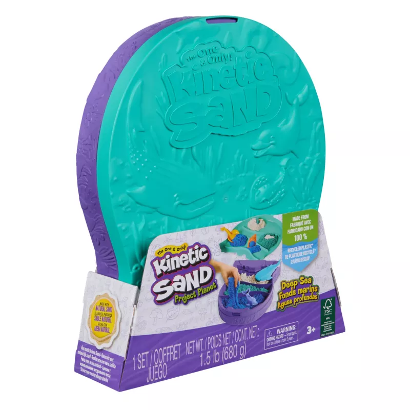 Kinetic Sand infantil Spinmaster Project Planet Deep Sea — 680 g de arena de juego con herramientas de criaturas marinas, multicolor