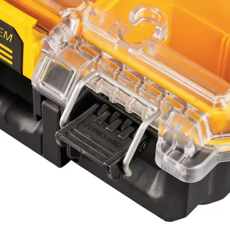 Caja de almacenamiento de herramientas DeWALT ToughSystem 2.0 negra transparente amarilla 6 bolsillos