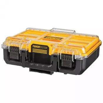 Caja de almacenamiento de herramientas DeWALT ToughSystem 2.0 negra transparente amarilla 6 bolsillos