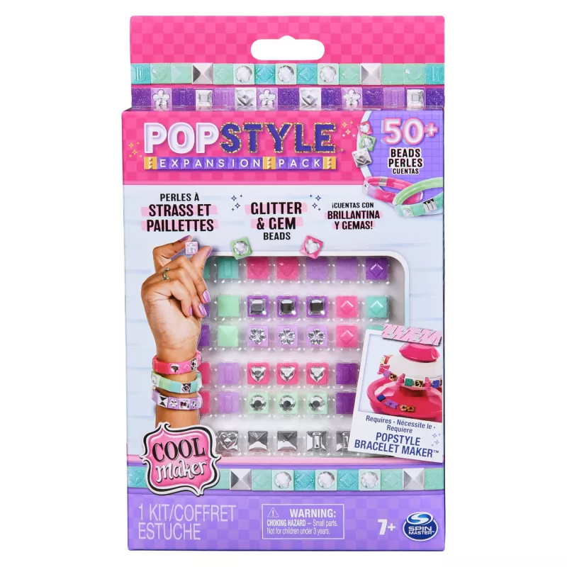 Cool Maker, pack de ampliación PopStyle, set de manualidades de pulseras, más de 50 piedras decorativas, rinde 3 uds. (el envase puede variar), set de joyería creativa, juguete infantil para niños a partir de 7 años