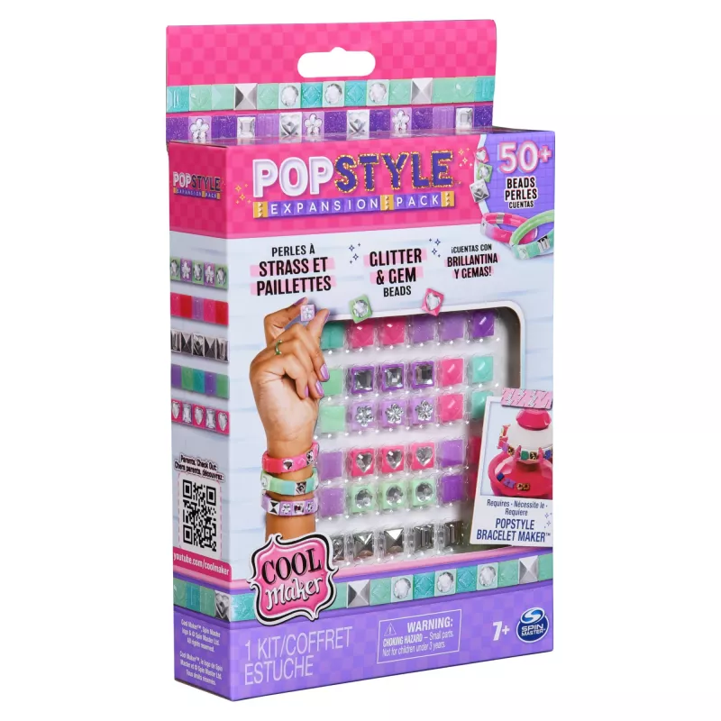 Cool Maker, pack de ampliación PopStyle, set de manualidades de pulseras, más de 50 piedras decorativas, rinde 3 uds. (el envase puede variar), set de joyería creativa, juguete infantil para niños a partir de 7 años