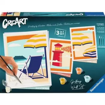 Set de pintura Ravensburger CreArt Gallery Wall Set 'Am Strand' 23901 — set de actividad de pintura con paneles con marco