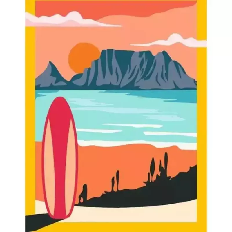 Ravensburger pintar por números CreArt 'Sonnenuntergang am Strand' modelo 23898 — set de pintura para adultos y jóvenes