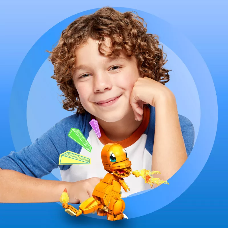 MEGA Pokémon Build & Show Charmander set de construcción de juguete, 10 cm de alto,