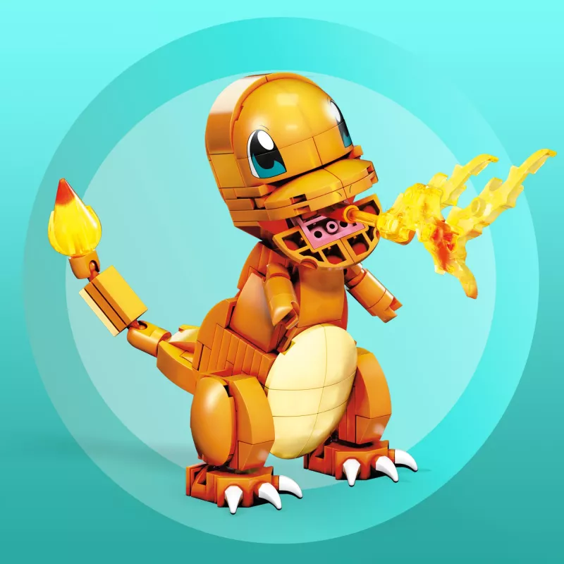 MEGA Pokémon Build & Show Charmander set de construcción de juguete, 10 cm de alto,