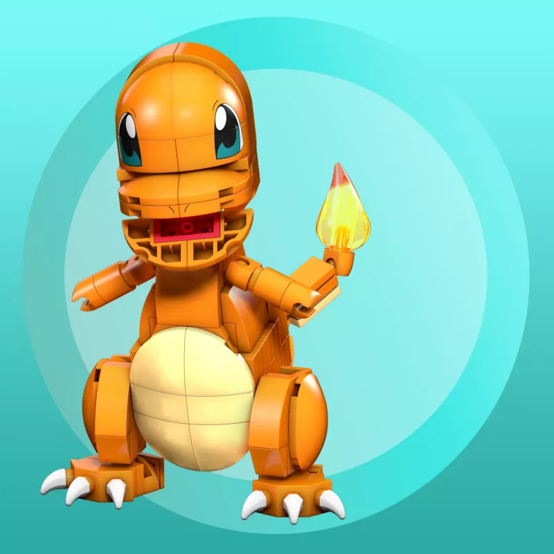 MEGA Pokémon Build & Show Charmander set de construcción de juguete, 10 cm de alto,
