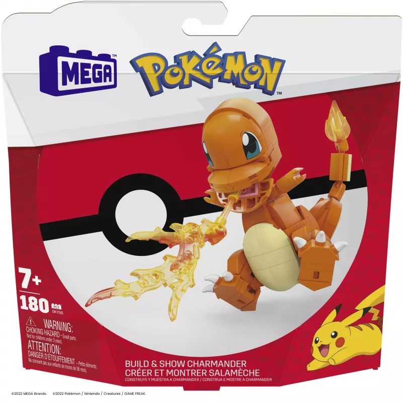 MEGA Pokémon Build & Show Charmander set de construcción de juguete, 10 cm de alto,