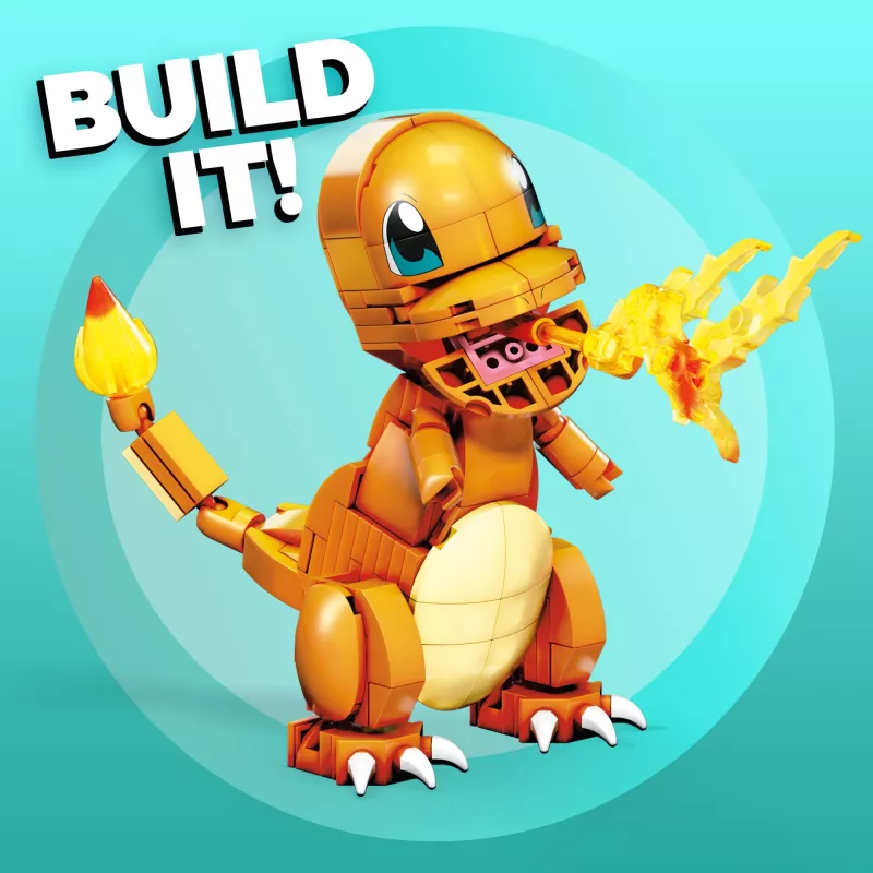 MEGA Pokémon Build & Show Charmander set de construcción de juguete, 10 cm de alto,