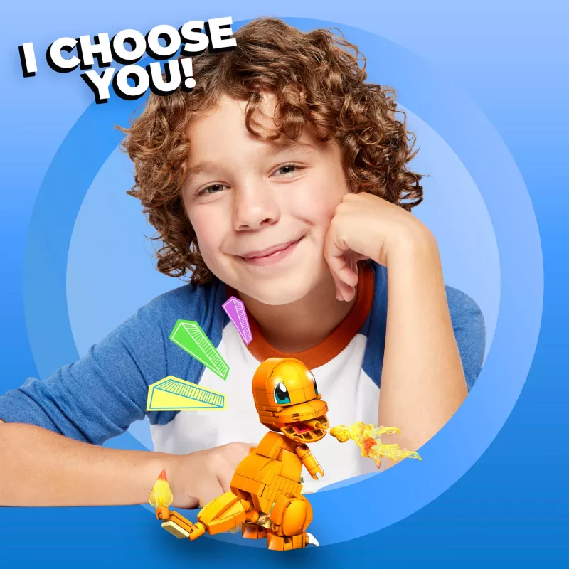 MEGA Pokémon Build & Show Charmander set de construcción de juguete, 10 cm de alto,