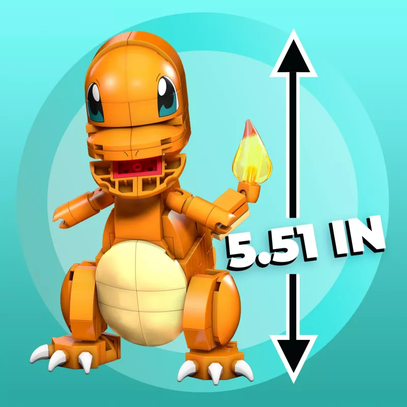 MEGA Pokémon Build & Show Charmander set de construcción de juguete, 10 cm de alto,