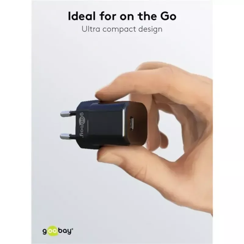 Cargador GOOBAY 61083 20W PD con cable de 1 m — fuente de alimentación USB-C, 20 W de potencia