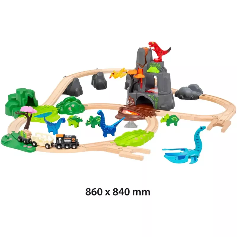 Set de juego de ferrocarril Ravensburger Dinosaur Deluxe Set BRIO World 63610400 con funciones interactivas