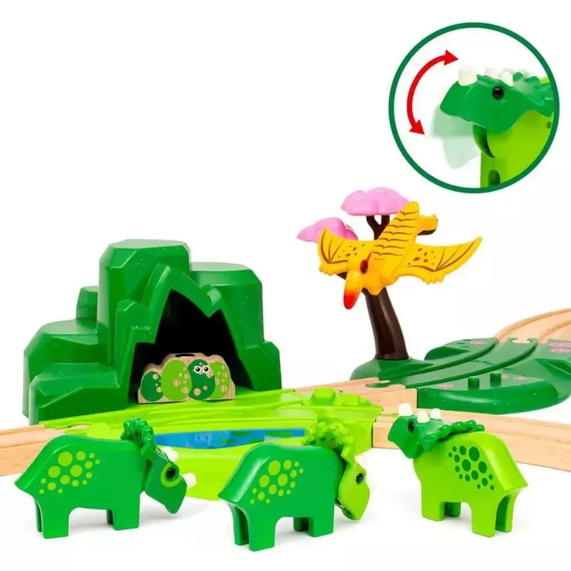 Set de juego de ferrocarril Ravensburger Dinosaur Deluxe Set BRIO World 63610400 con funciones interactivas