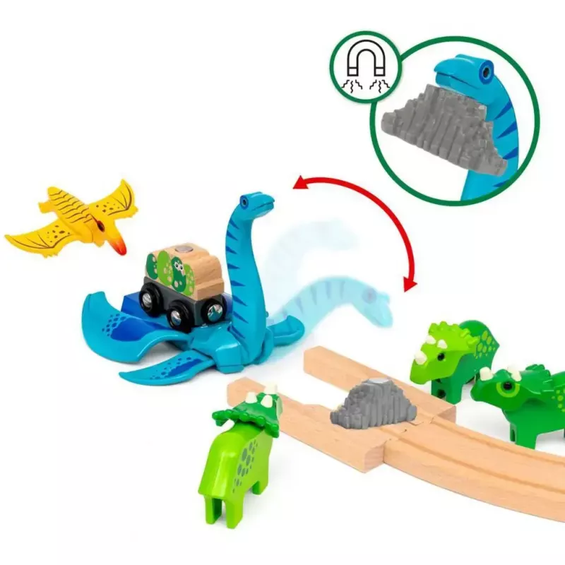 Set de juego de ferrocarril Ravensburger Dinosaur Deluxe Set BRIO World 63610400 con funciones interactivas