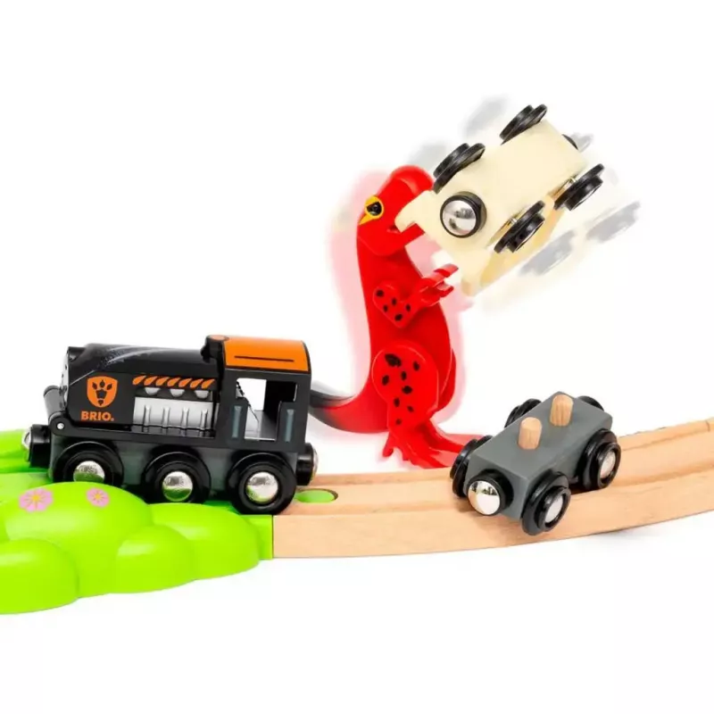 Set de juego de ferrocarril Ravensburger Dinosaur Deluxe Set BRIO World 63610400 con funciones interactivas