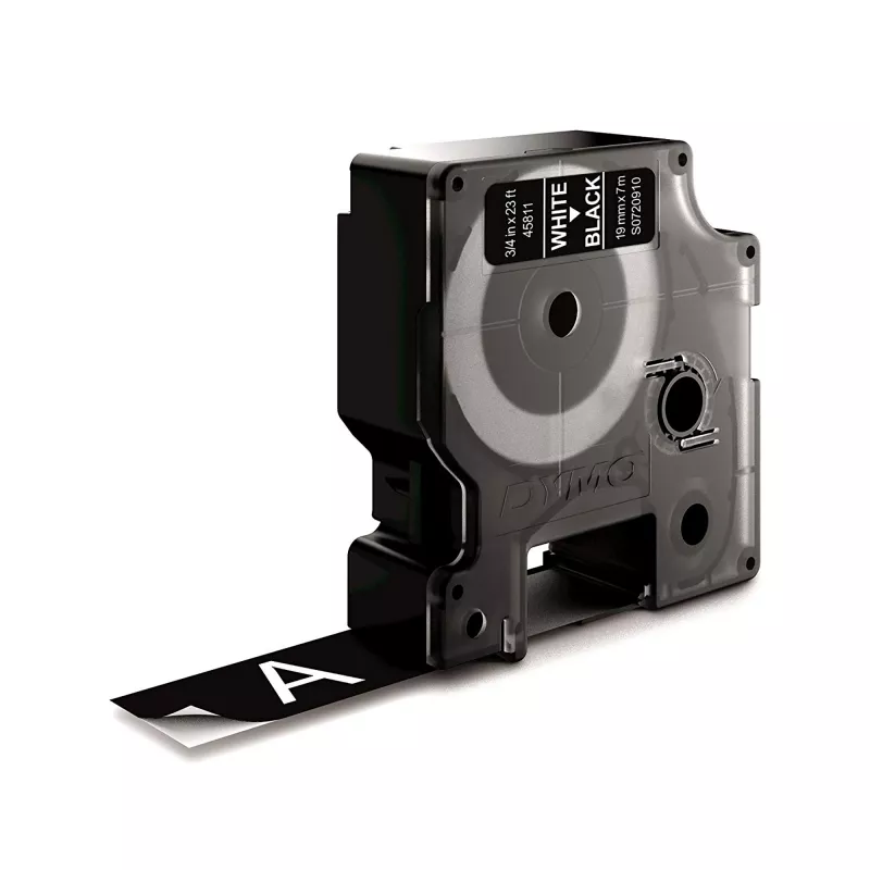 Etiquetas DYMO D1 auténticas | Impresión blanca sobre cinta negra | 19 mm x 7 m | Etiquetas autoadhesivas para impresoras de etiquetas LabelManager | Fabricadas en Europa