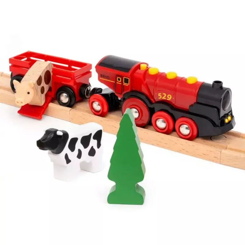 Ravensburger BRIO World Rote Lola set de tren de granja – set de tren de juguete de madera