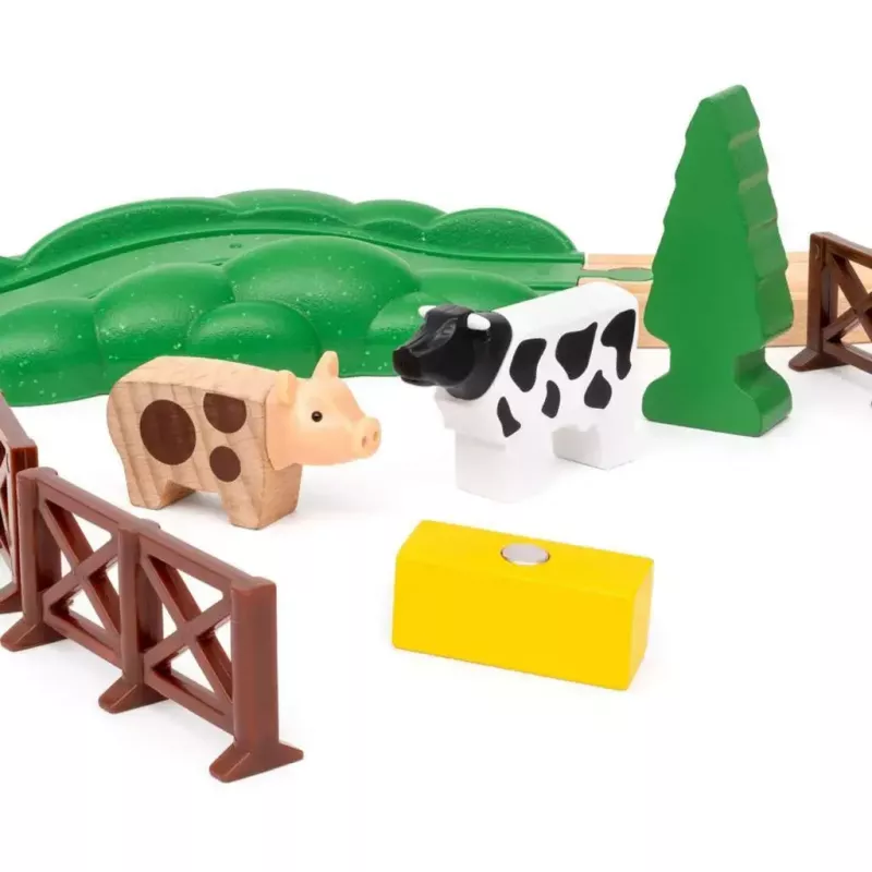 Ravensburger BRIO World Rote Lola set de tren de granja – set de tren de juguete de madera