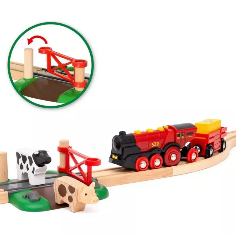 Ravensburger BRIO World Rote Lola set de tren de granja – set de tren de juguete de madera