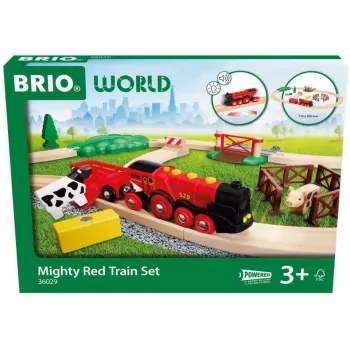 Ravensburger BRIO World Rote Lola set de tren de granja – set de tren de juguete de madera