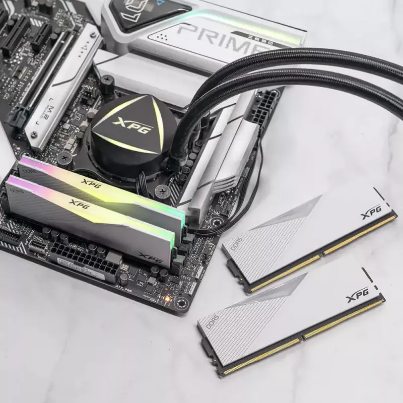 DIMM 64 GB DDR5-6000 (2x 32 GB) kit dual, memoria RAM blanca, AX5U6000C3032G-DCLARWH, Lancer RGB, INTEL XMP