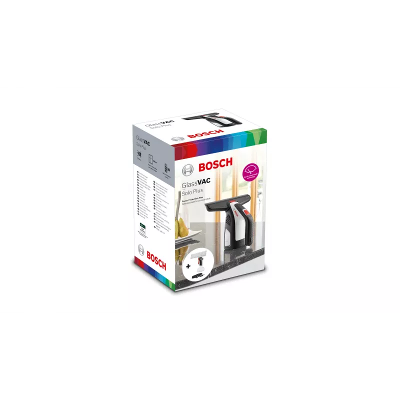 Bosch GlassVAC Solo Plus 06008B7200 aspirador de ventanas con pulverizador, autonomía de 30 min, negro/gris