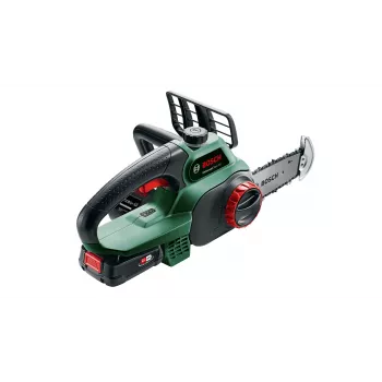 Motosierra a batería Bosch UniversalChain 18 — espada de 13,5 cm, longitud de corte 20 cm, batería de 2,5 Ah, 3 kg