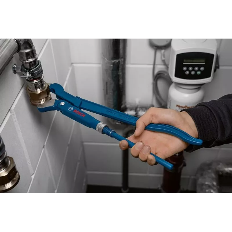 Bosch Professional llave para tubos de fontanería angular 45°, 420 mm, mordaza en S (1 600 A02 W3T)