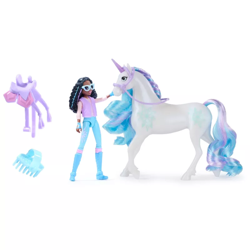 Unicorn Academy, Layla y Glacier con 2 accesorios y herramienta para el pelo, muñecas y juguete de unicornio para niñas a partir de 4 años