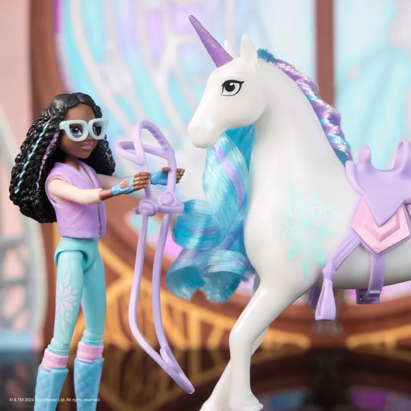 Unicorn Academy, Layla y Glacier con 2 accesorios y herramienta para el pelo, muñecas y juguete de unicornio para niñas a partir de 4 años
