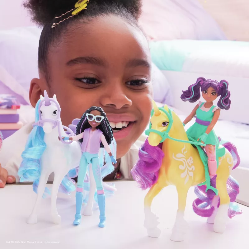 Unicorn Academy, Layla y Glacier con 2 accesorios y herramienta para el pelo, muñecas y juguete de unicornio para niñas a partir de 4 años
