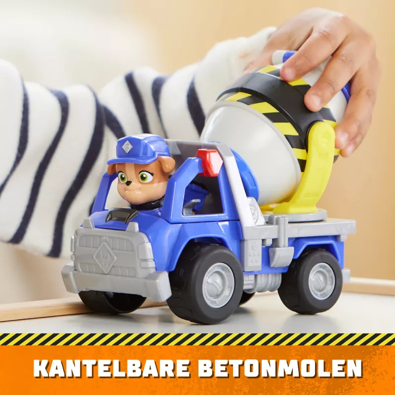 Rubble & Crew, camión hormigonera de juguete Mix's con figura de acción y piezas móviles, juguete para niños a partir de 3 años