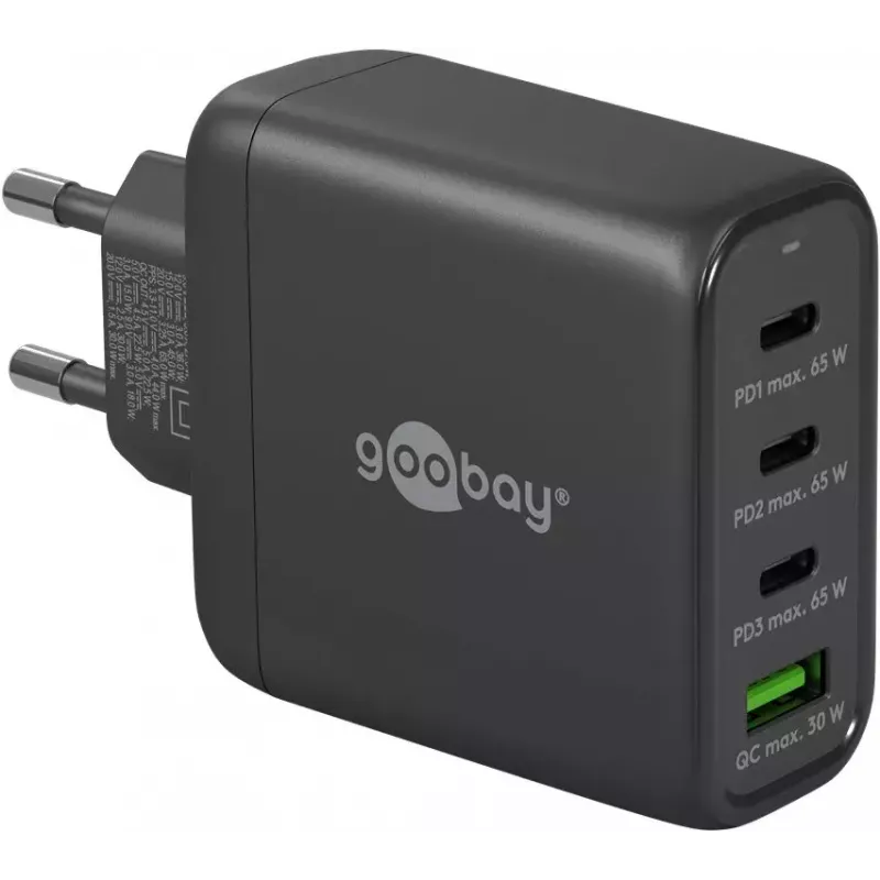 Cargador Goobay 64819 cargador rápido de CA para interiores negro 3 USB Type-C