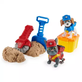Rubble & Crew, figuras de acción Charger y Wheeler, con arena Kinetic Build-It y 2 herramientas de construcción, juguete PAW Patrol para niños y niñas a partir de 3 años