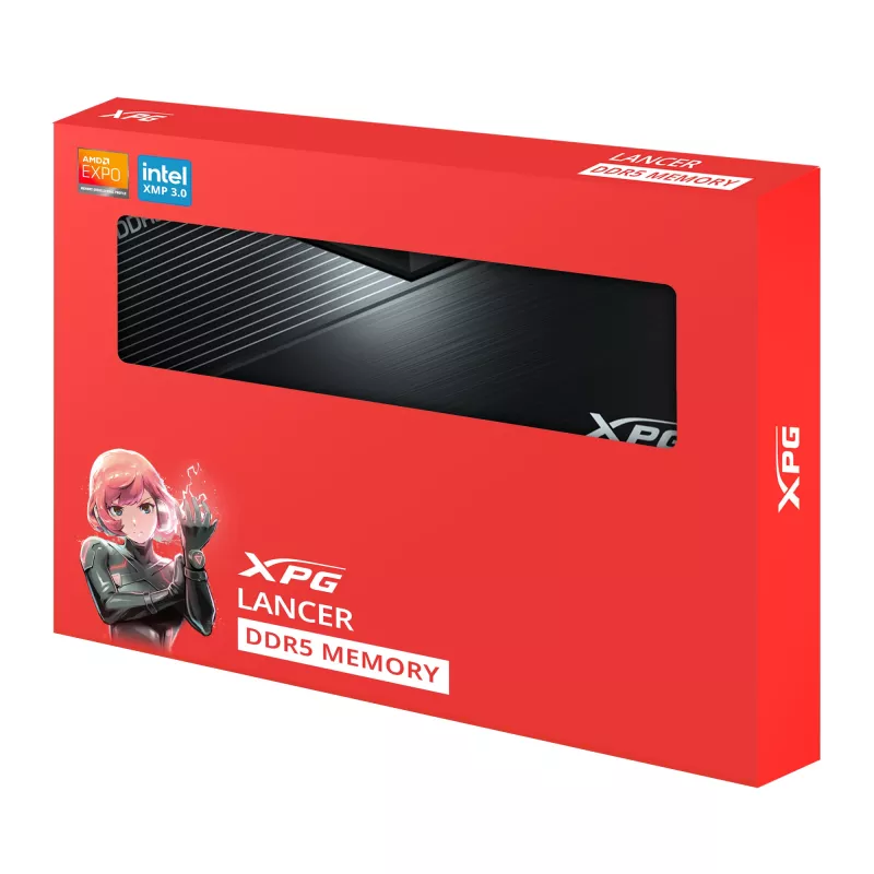 DIMM 32 GB DDR5-6000 (2x 16 GB) Dual-Kit, memoria RAM negra, AX5U6000C4816G-DTLABBK, XPG Lancer Blade, INTEL XMP, AMD EXPO