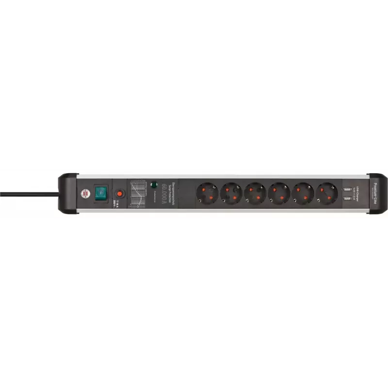 Regleta de enchufes Brennenstuhl 1391010610 3m 6 tomas AC para interior plata negro